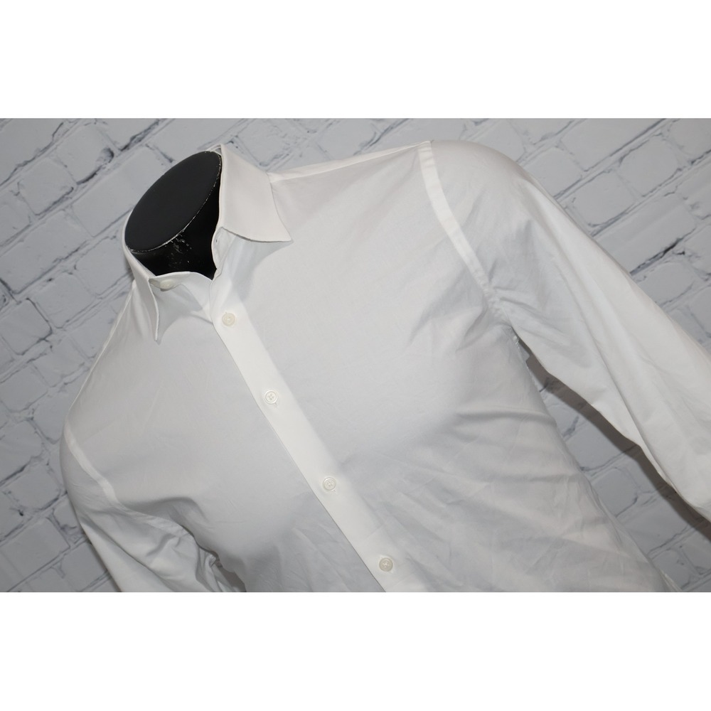 Express Dress Shirt Mens Small White Slim Fit Button Up Stretch Cotton Blend